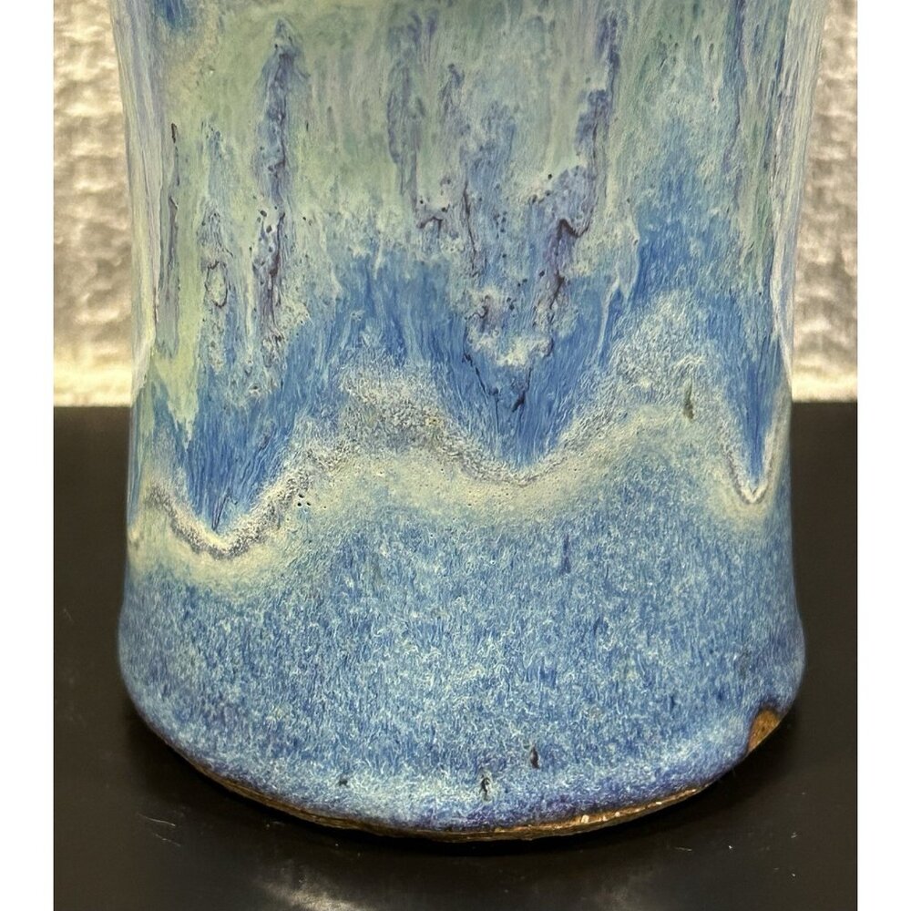 Ken Merrick OA Galleries Studio Art Pottery Vase Bohemian Unique Blue 9 3/8” - Picture 2 of 14